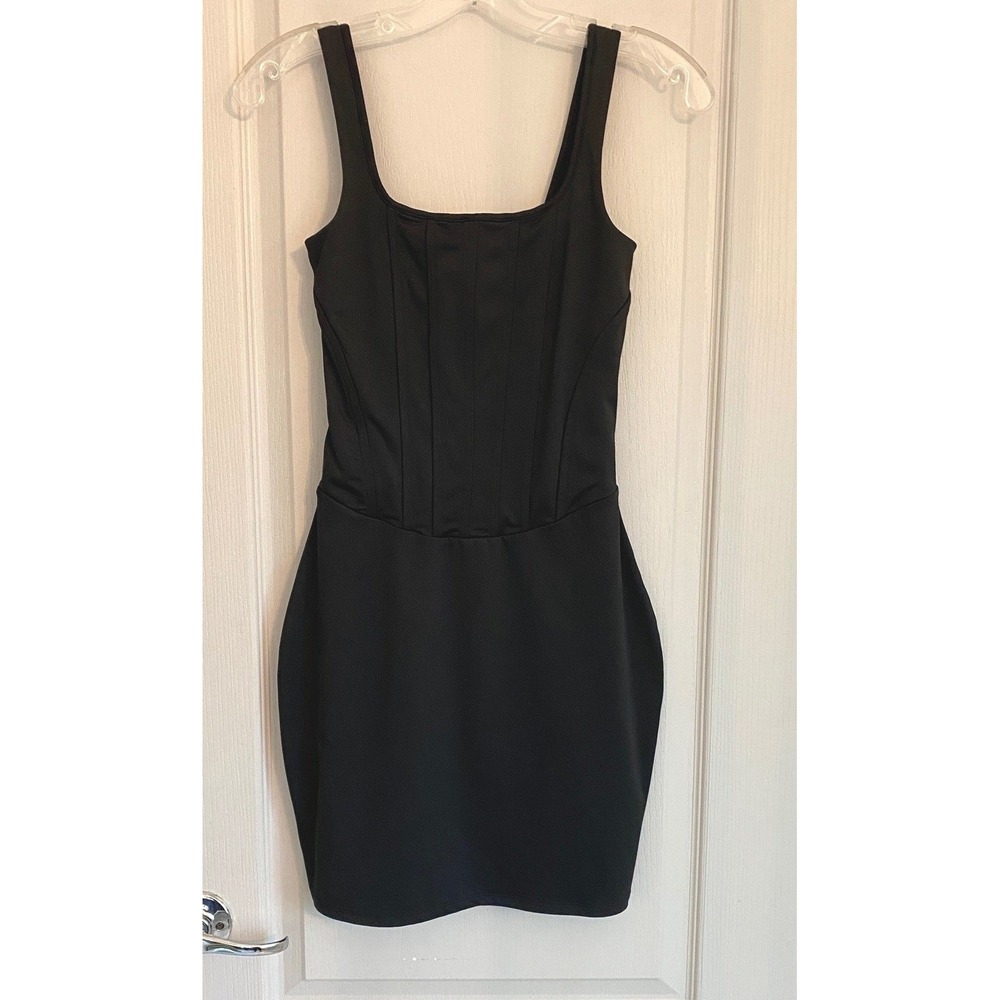 Express Body‎ Contour Black Corset Bodice Square Neck Mini Dress XS - Picture 9 of 9